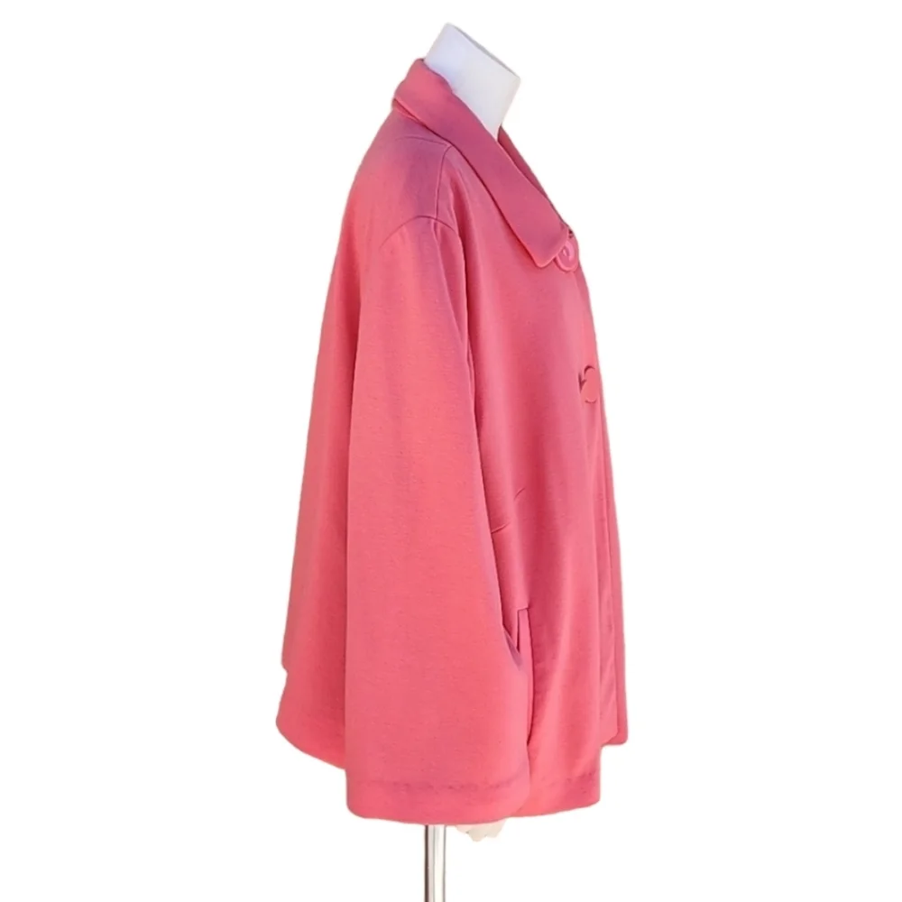 SANDRO Pink Peacoat 3X Double Breasted Statement Coat Giraffe Print Lined Plus - Picture 6 of 17